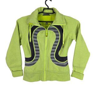 Womens Lululemon Green Striped Full Zip Jacket Cotton Blend Long Sleeve Size M